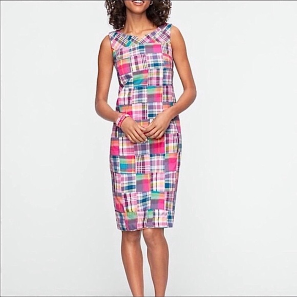 Talbots Madras Patchwork Dress Sleeveless Size 4 Cotton Lined - Picture 12 of 12